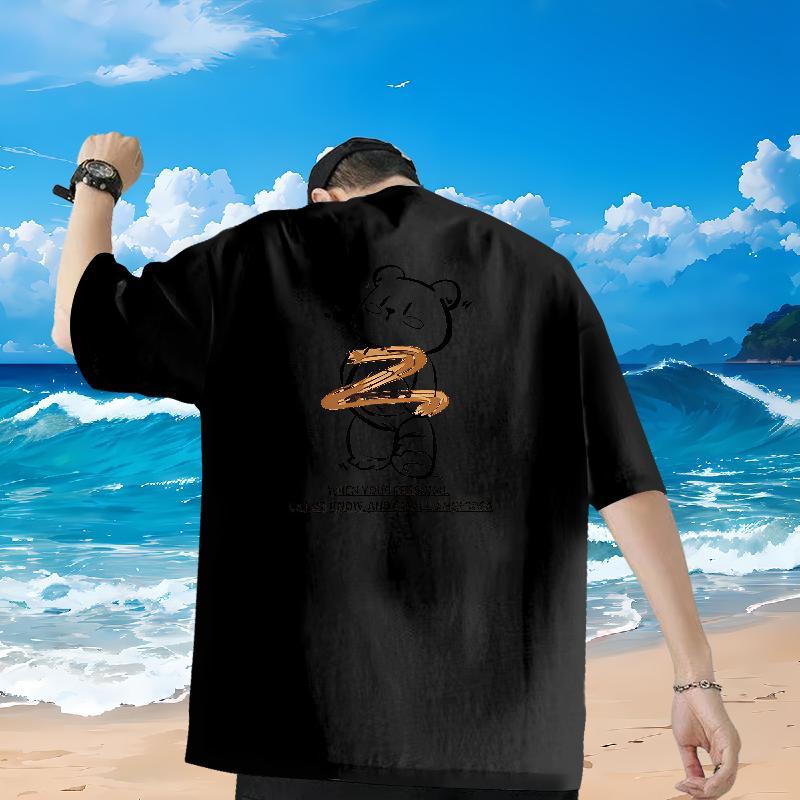 Stylist Man T Shirts 230g Pure Cotton bear Casual Beach Wear Breathable Soft High Quality Mens Tshirts DIY