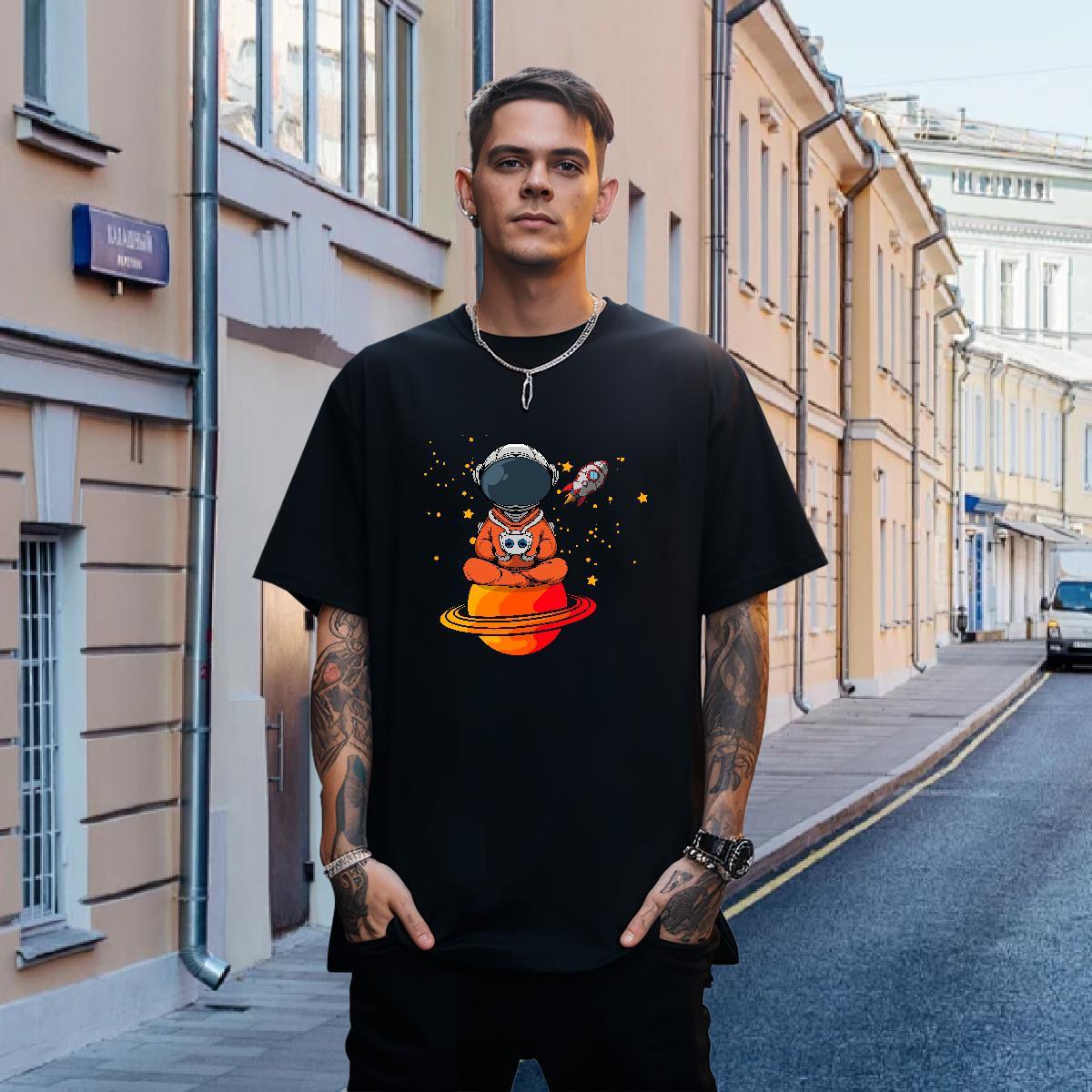 Man T Shirts 100% Cotton 230g universe Home Outdoor Short Sleeve Soft DIY Tshirt for Man Woman New Arrival Cool Design Clothes