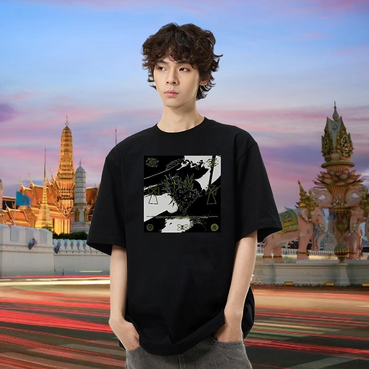 Casual New Mens T Shirts 230g Cotton halloween Casual Daily Wear Tshirts Short Sleeve O-Neck Unisex Men Tshirts Asian Size