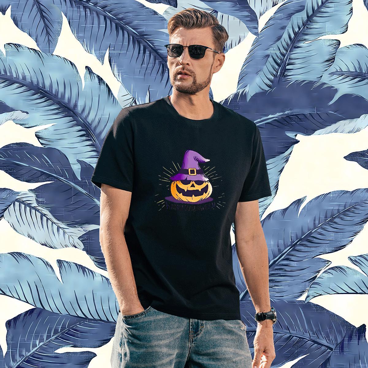 Comfortable Men Tees 230g Pure Cotton pumpkin T Shirt For Man High Street Hip Hop O-Neck Short Sleeve Customized Print Classic Clothings