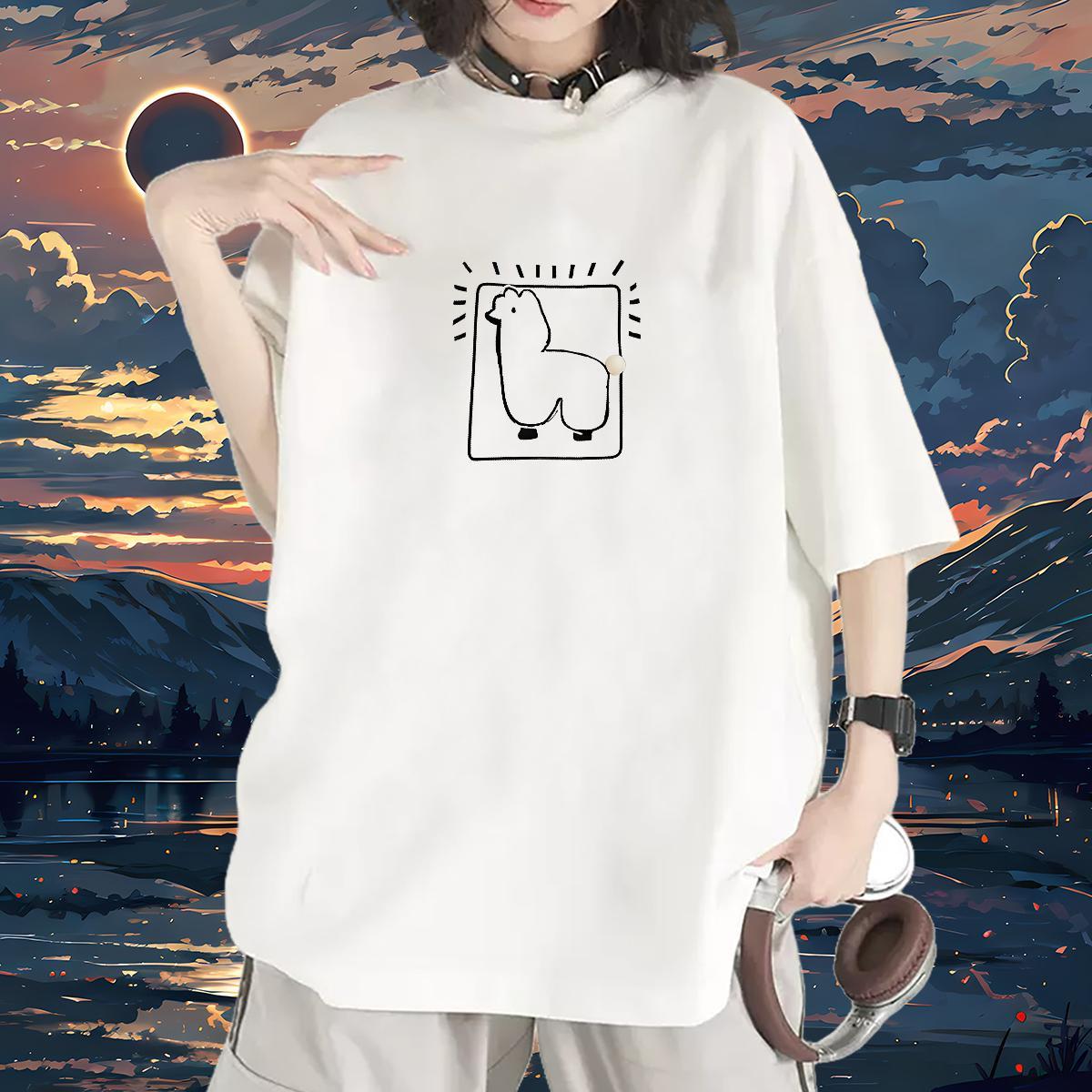 Popular T Shirt For Woman Breathable Crew Neck Unisex Tshirts Custom Printed sheep Sports Street Wear 100% Cotton 230g DIY Top Shirts