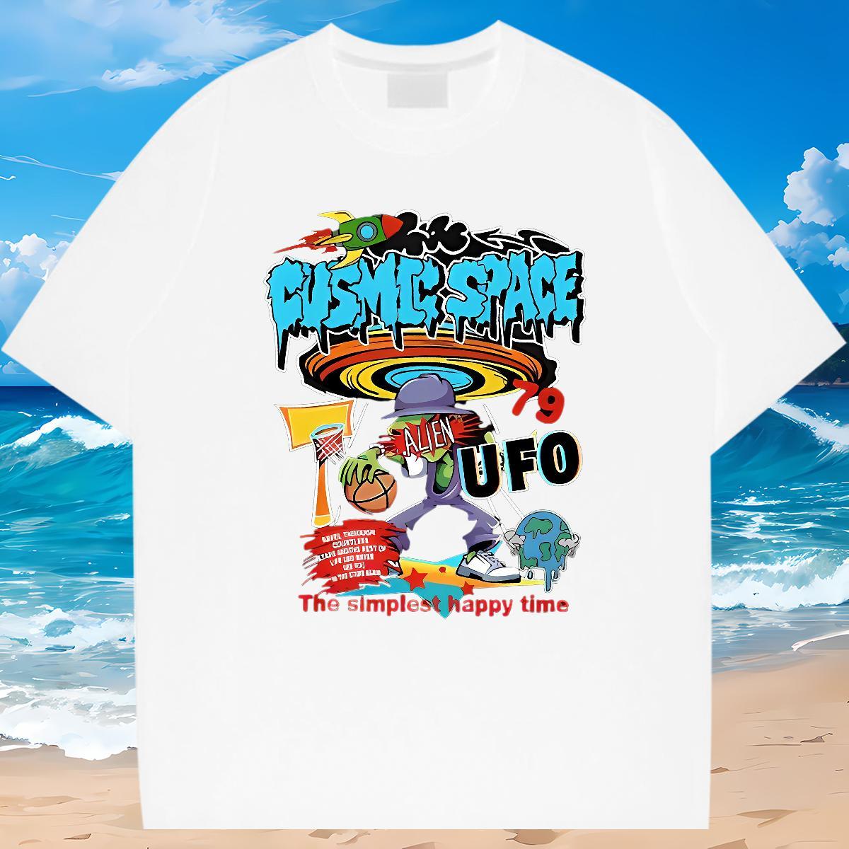 Customized T-Shirts for Men earth Tops Tees 230g Pure Cotton Street Casual Brand Asian Size Breathable Short Sleeve Men Tees