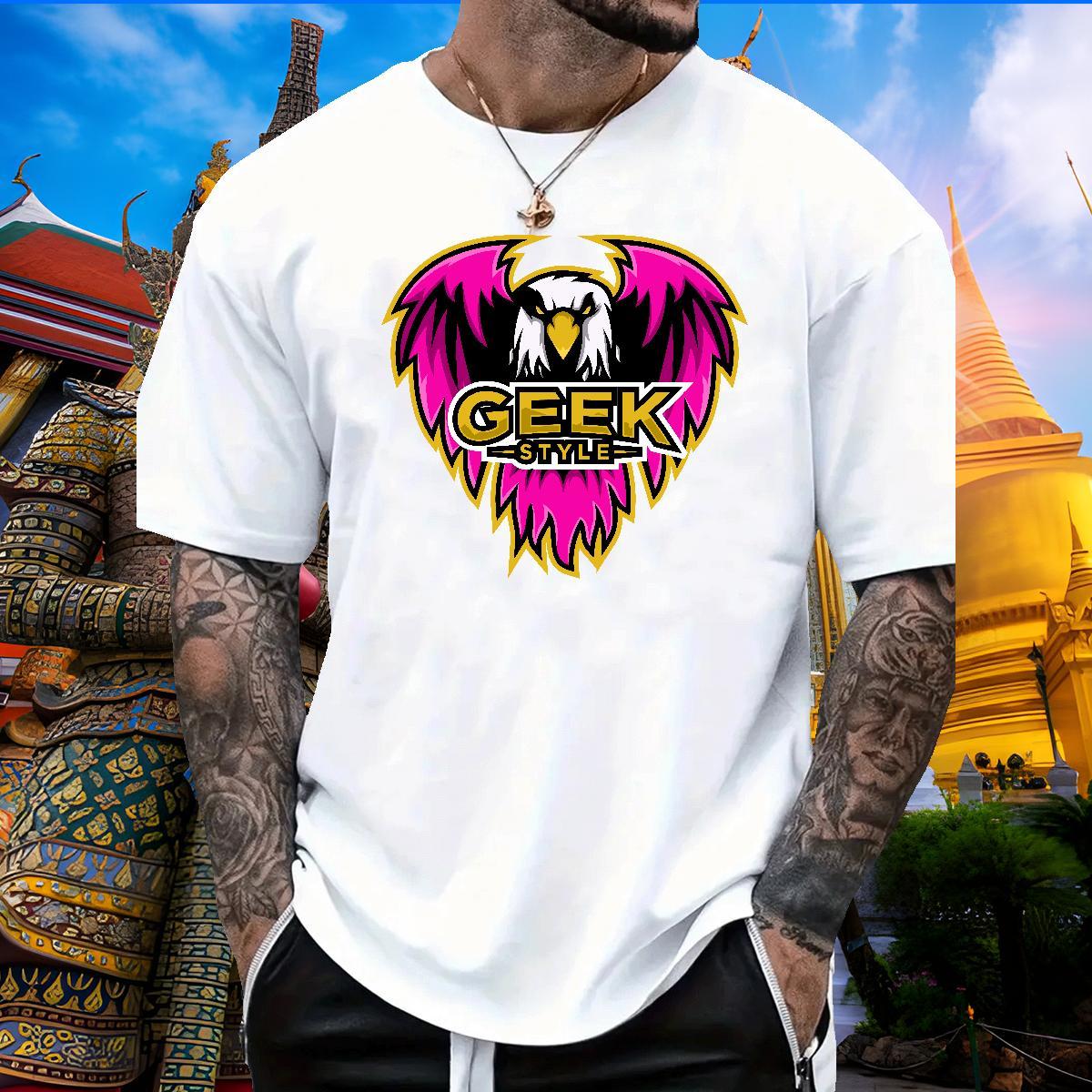 High Quality Men Tees 230g 100% Cotton eagle T-Shirts for Men Street Wear Short Sleeve O-Neck Skull Custom Tee Shirt