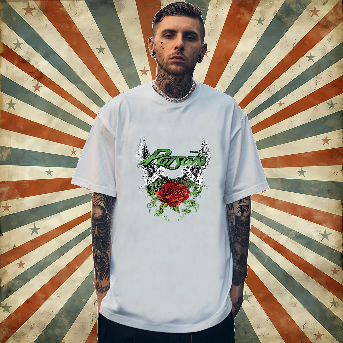 Casual New T shirt 100% Cotton 230g rose Hip Hop Street Tops Shirt Breathable Crew Neck Popular Men Clothes T-Shirt Custom Print Oversized