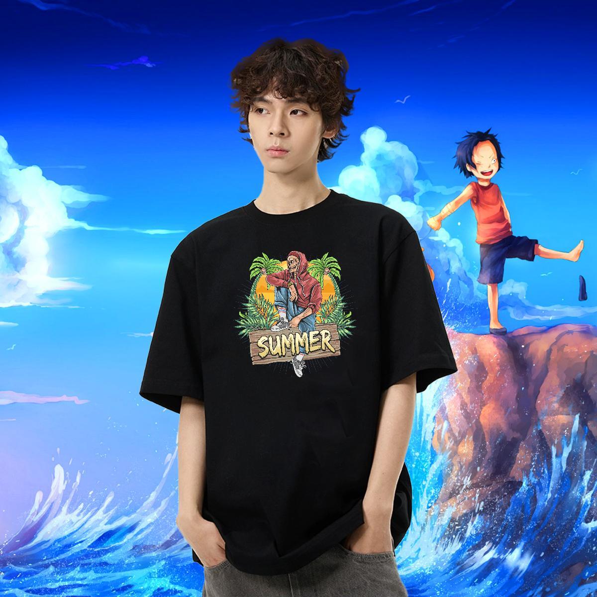 2024 T-Shirts 230g Pure Cotton Halloween Street Wear Tops Shirt Short Sleeve Soft Cool Design Men Tops Tees DIY Logo Oversized