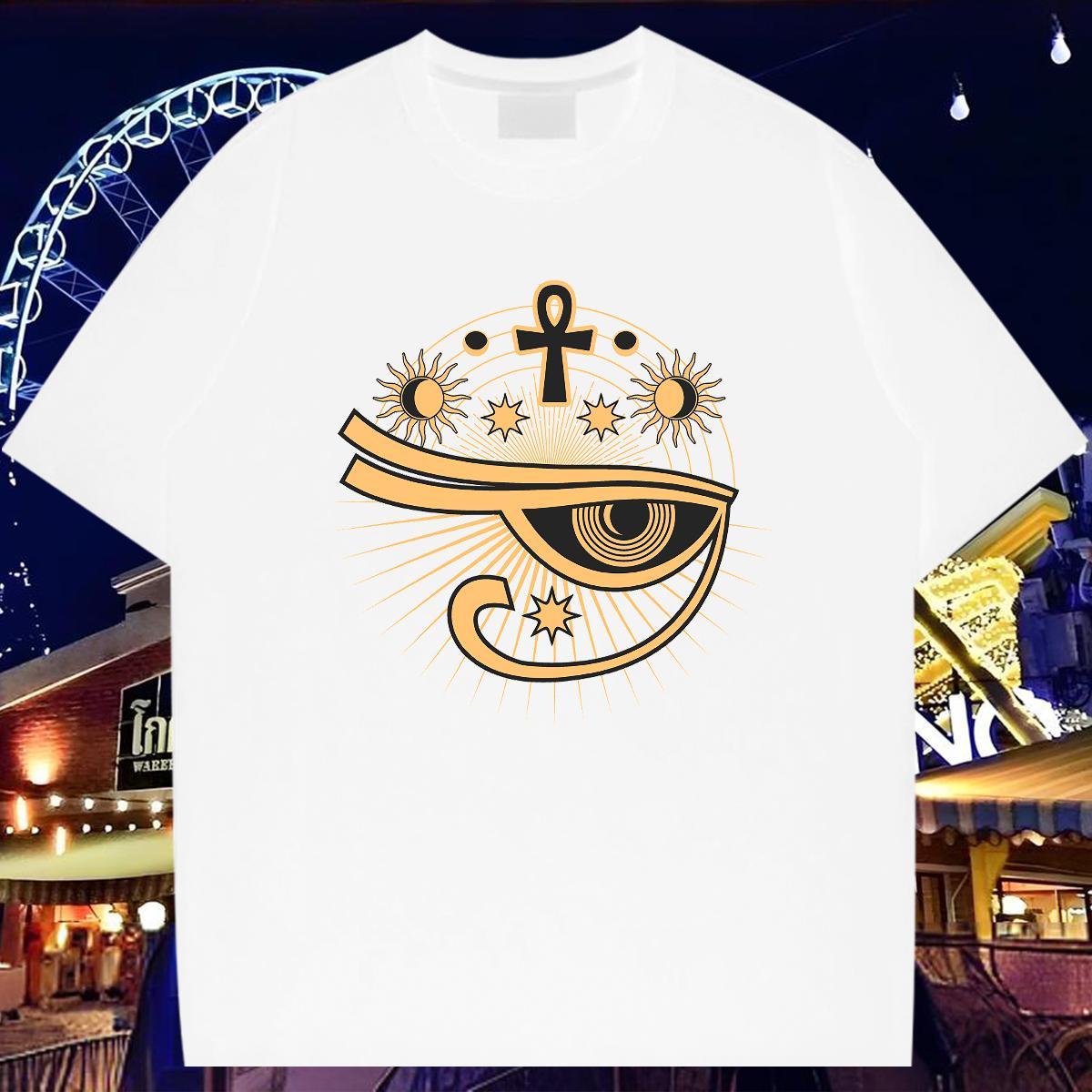 T Shirt For Man 230g Cotton eyes Anime Printing Street Short Sleeve O-Neck DIY Printed Men Tees Fashion High Quality Tops Shirt