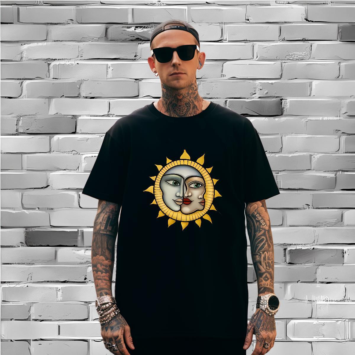 T shirt 230g Pure Cotton portrait Daily Outfit Short Sleeve O-Neck Anime Men Tops Tees Customized Loose Tshirts