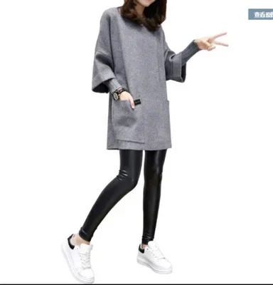 Autumn/winter Style Loose Fit Long Sleeve Jacket Solid Color Top Round Neck Sweatshirt For Women Hoodies Sweatshirts 240806