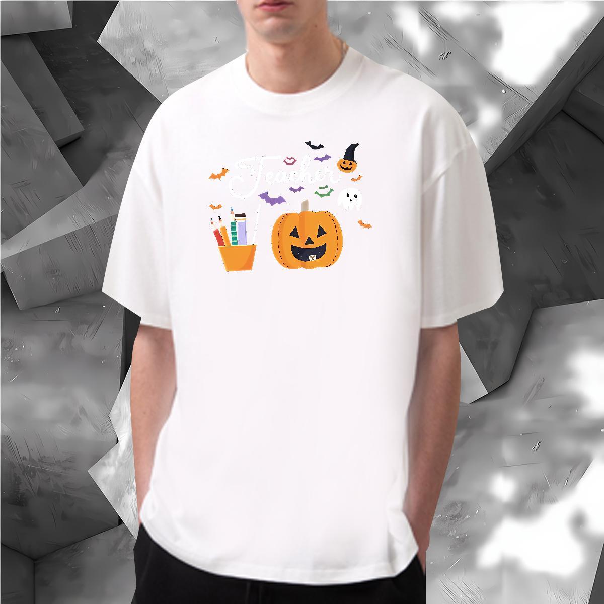 Fashion Design Man T Shirts 230g Pure Cotton pumpkin Daily Outfit Tees Shirts Breathable Short Sleeve Loose Men Tshirts Graphic