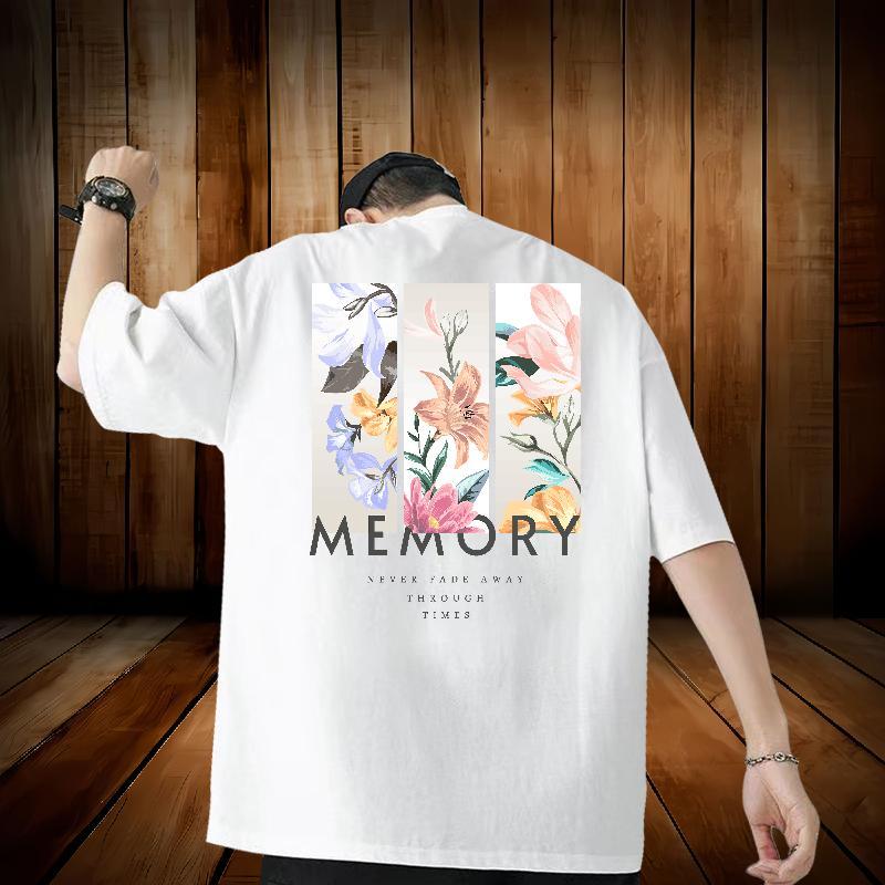 Designer Mens T Shirts 230g Pure Cotton flower Casual Daily Wear Top Tees Breathable Crew Neck Cool Tshirts Anime