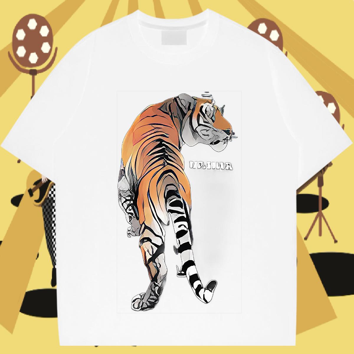 Wholesale T Shirt For Man 100% Cotton 230g tiger Sports Casual Tees Breathable Soft Unisex Tshirt for Man Woman DIY Anime
