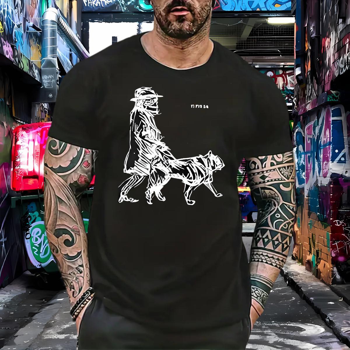 2024 T-Shirts for Men 100% Cotton 230g leopard,line Sport Clothings O-Neck Short Sleeve High Quality Men Clothes T-Shirt Customized