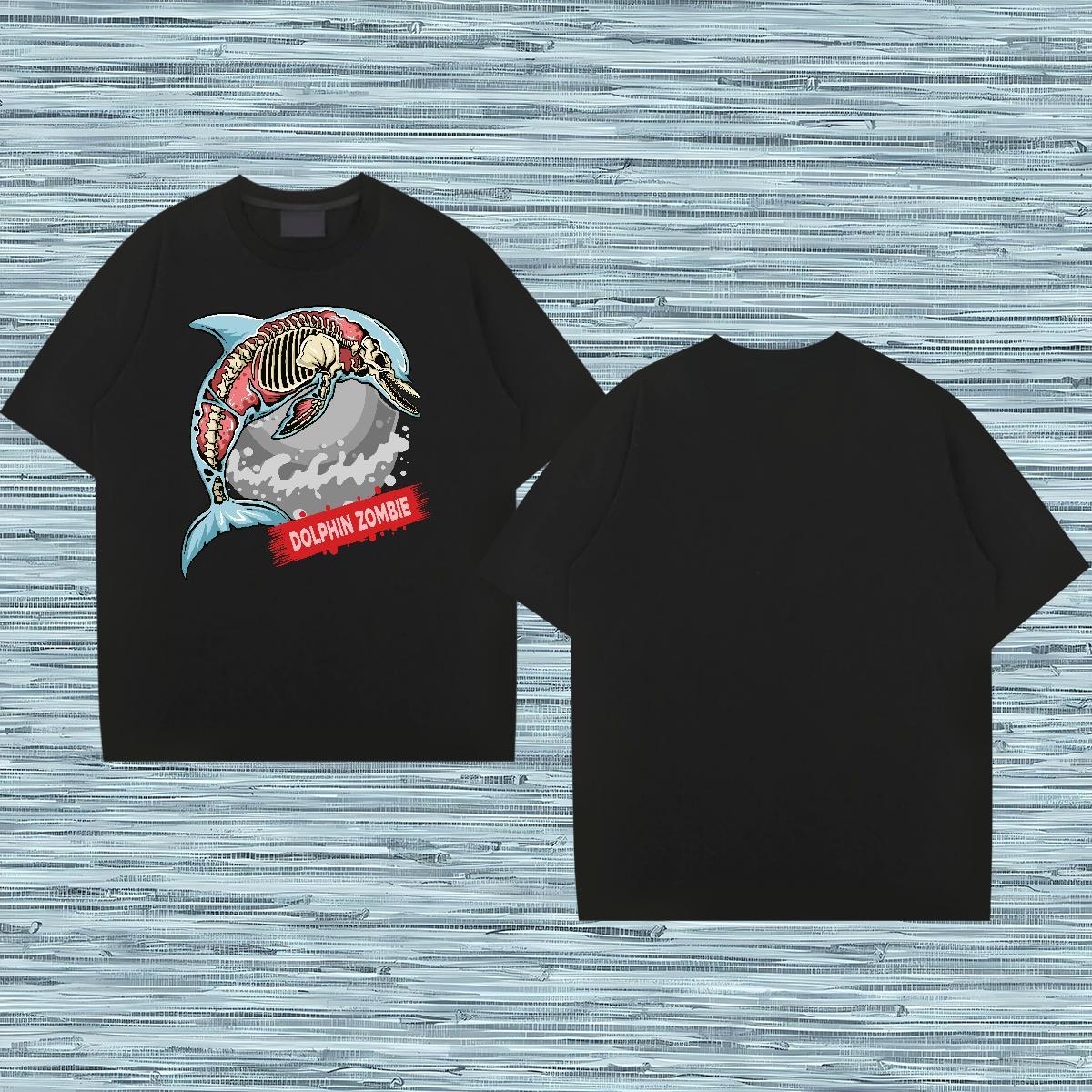 Stylist T Shirt For Man 230g Cotton Halloween Street Casual Tee Shirt Round Neck Short Sleeve Brand Tshirts Cartoon Printing L-4XL