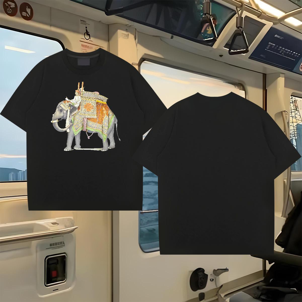 New Arrival Men T Shirts 230g Cotton elephant Hip Hop Tops Shirt Crew Neck Cool Couples T Shirts White Plus Size