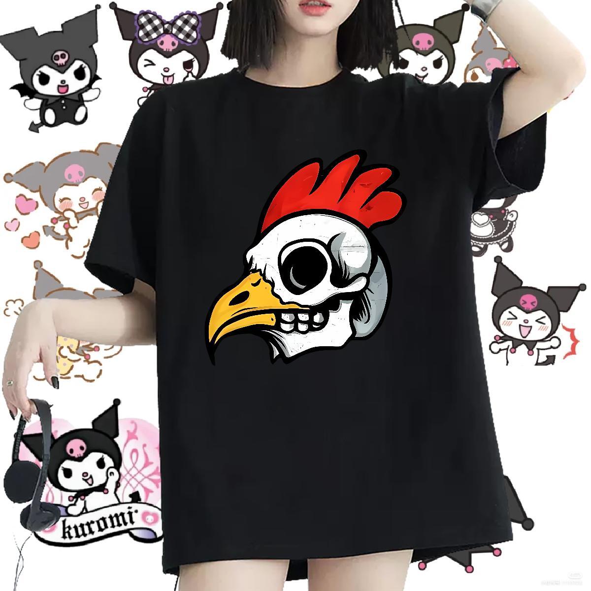 Loose Womens T Shirts Breathable Short Sleeve Woman Tshirt Black Oversized chicken Casual 230g Cotton Designer Wear