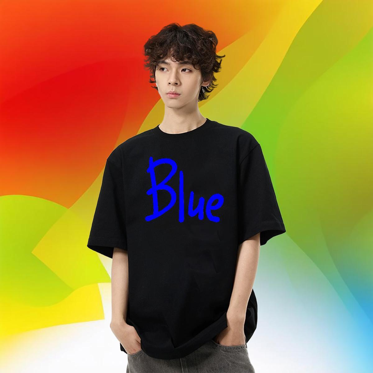 TOP Quality Men Clothes T-Shirt 230g Cotton Hip Hop Street blue Oversized 3XL 4XL Crew Neck DIY Customized Man T Shirts Tops Tees