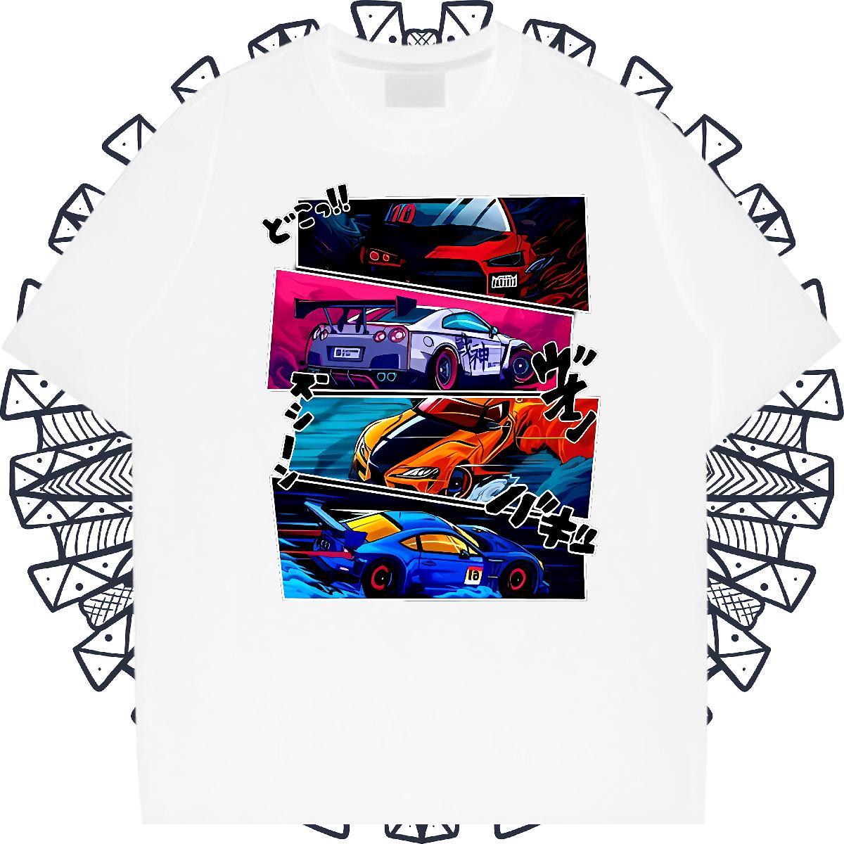 High Quality Tshirts 230g Pure Cotton Hip Hop car Custom Big Size Breathable Soft 2024 New T shirt Tees Shirts