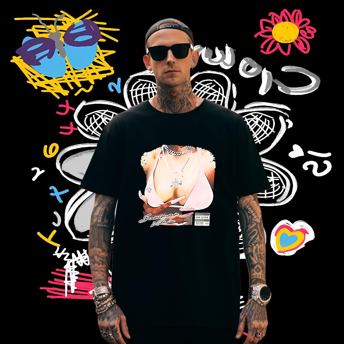 T Shirts Men 230g Pure Cotton chest Hip Hop Breathable Short Sleeve Graphic Men Clothes T-Shirt Fashion Design TOP Quality Tees Shirts