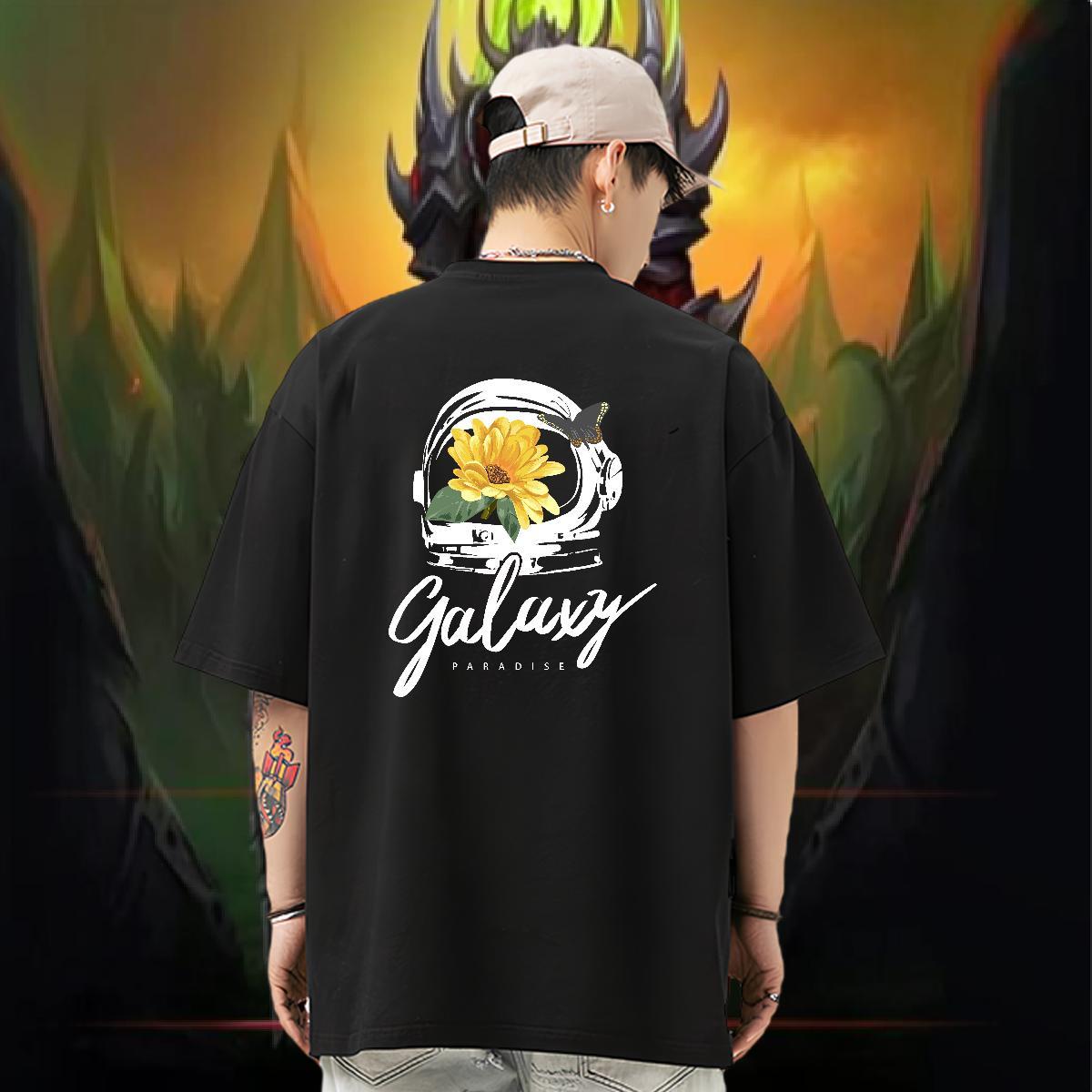 Wholesale T shirt 230g Pure Cotton flower Sports Casual Tops Crew Neck Breathable TOP Quality Men Tees Skull