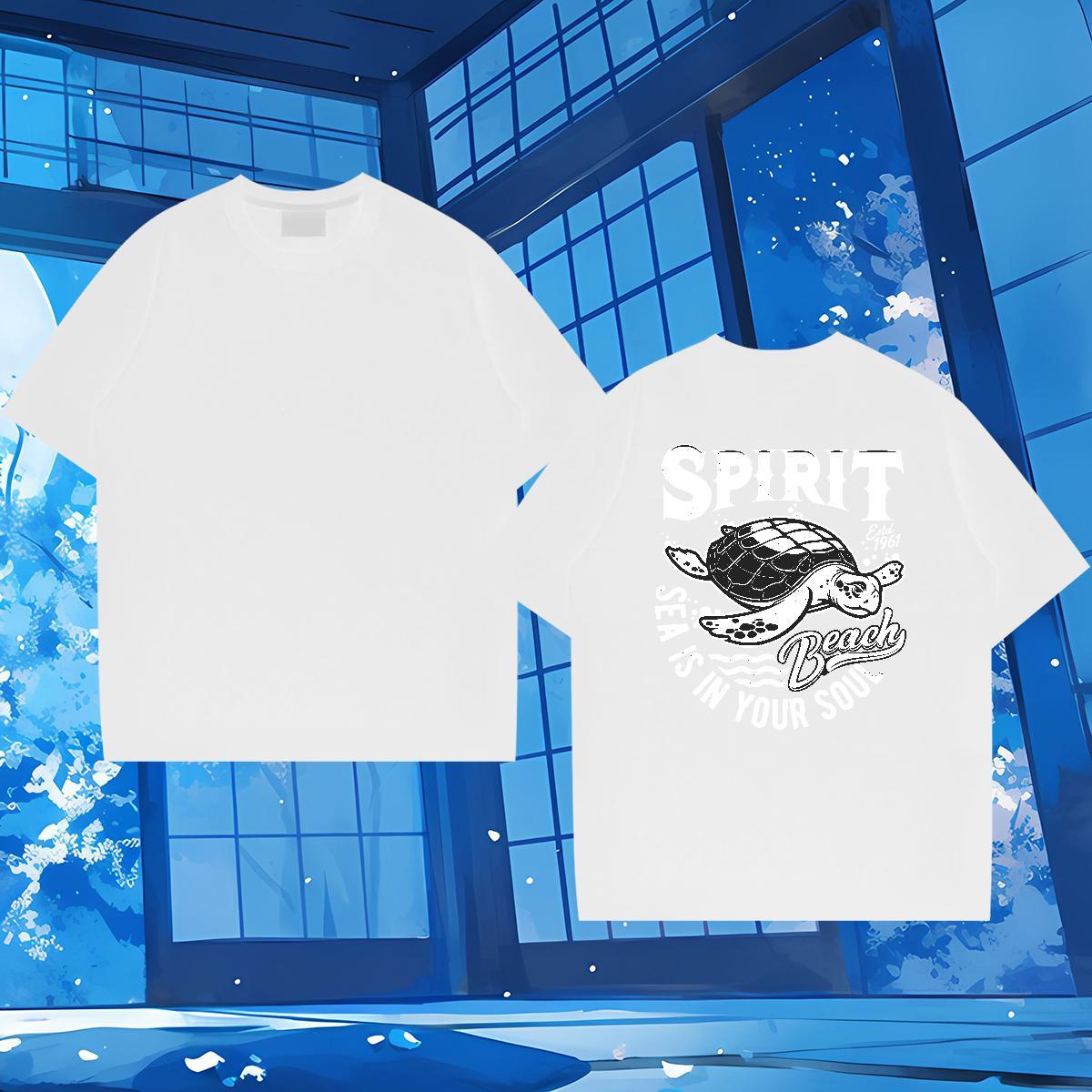 Casual New T Shirt For Man 230g Cotton tortoise Casual Daily Wear Polos Breathable Soft Classic Men Tops Tees Cartoon Printing L-4XL