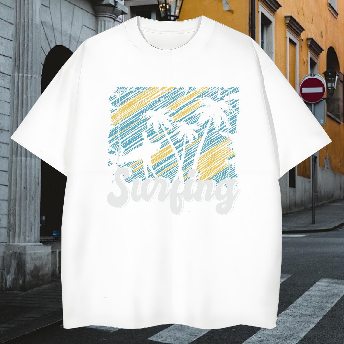 T Shirts Men 100% Cotton 230g tree Hip Hop Street Short Sleeve O-Neck Plus Size Custom Men Tops Tees 2024 Designer Cool Top Tees