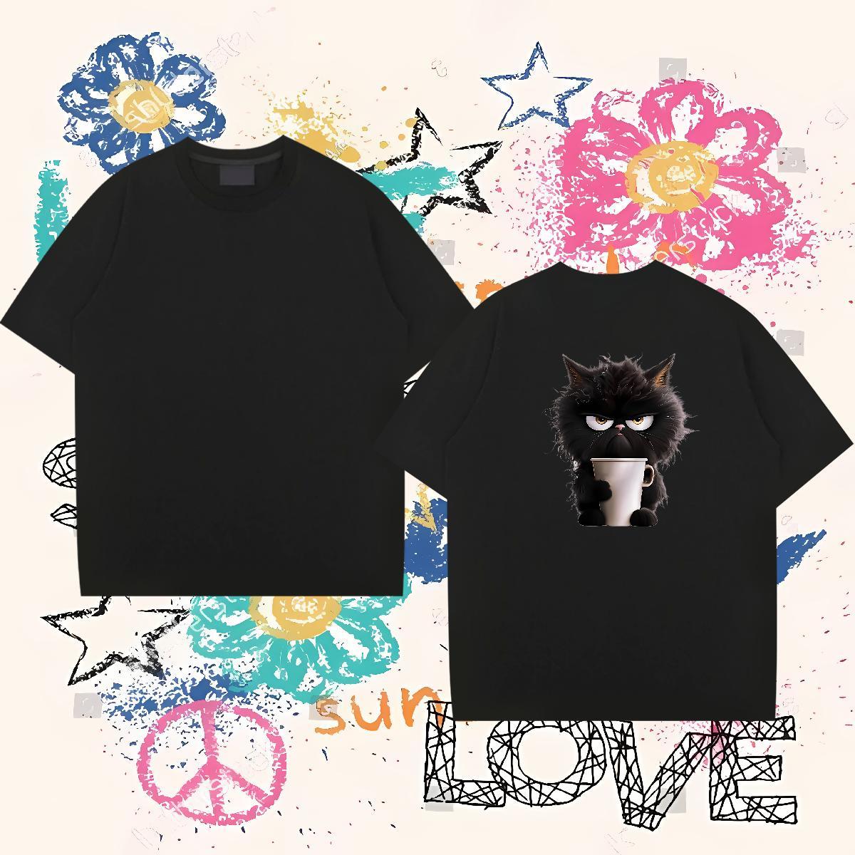 Brand Mens T Shirts 230g Cotton cat Casual Tee Shirt Crew Neck Breathable Free Shipping Men Tees Skull