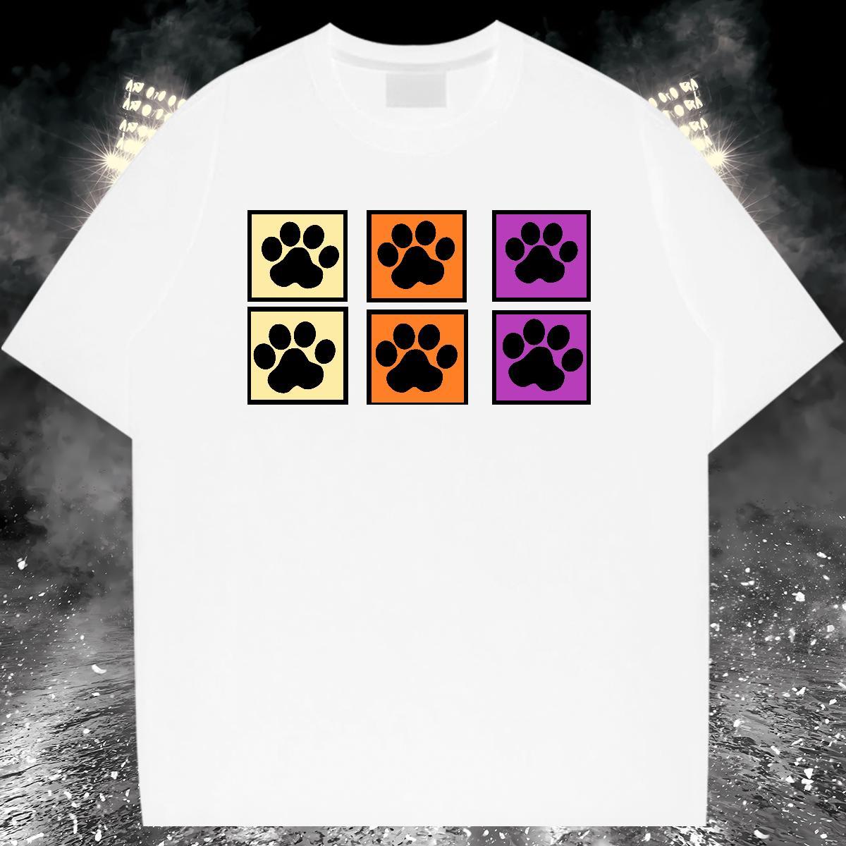 Designer T-Shirts for Men 230g 100% Cotton dog's paw Casual Beach Tops Shirt Pure Cotton Free Shipping Men Tees DIY Logo Oversized