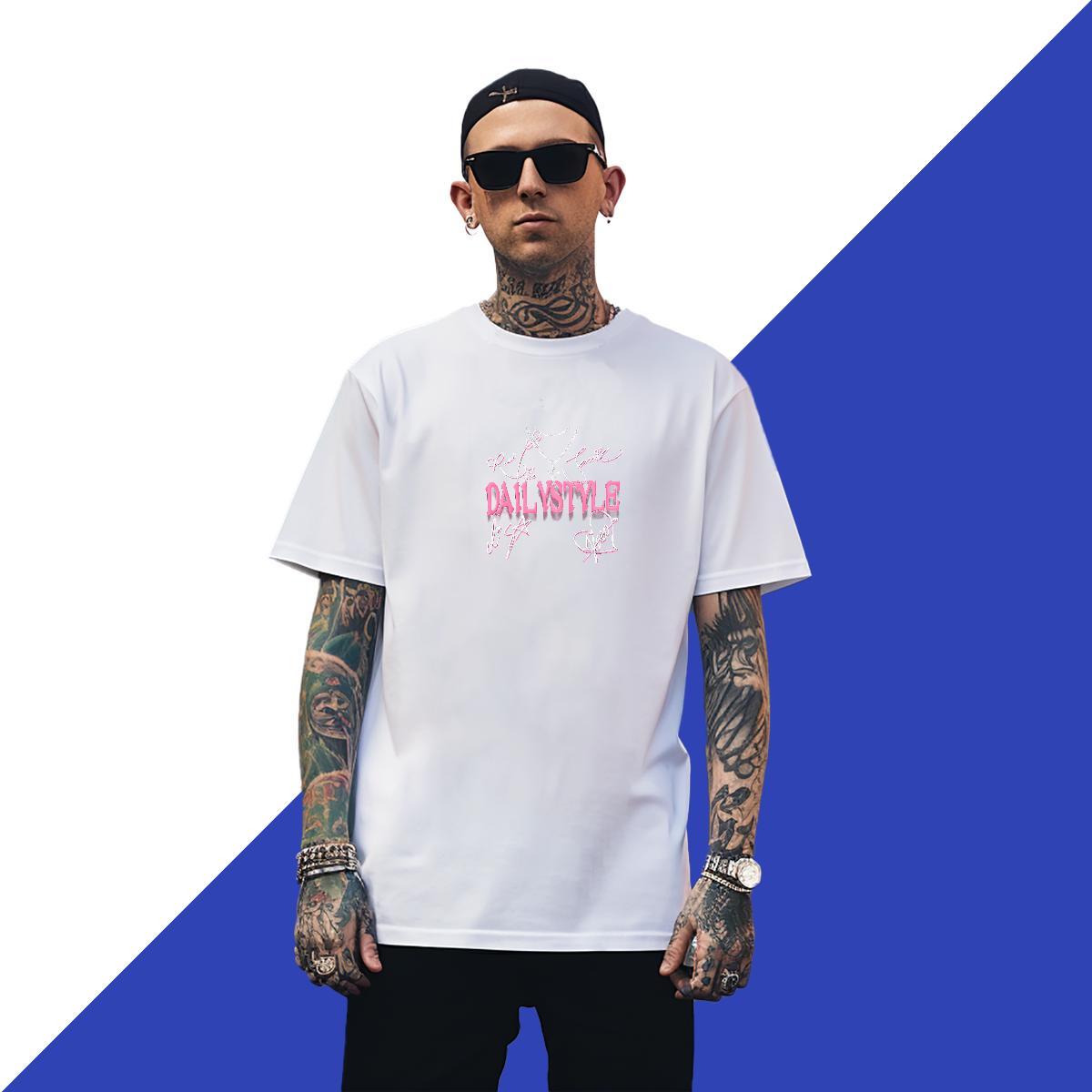 Classic Couples T Shirts 230g 100% Cotton Street wear Hip Hop letter Skull Breathable Crew Neck Brand T-Shirts for Men Tshirts