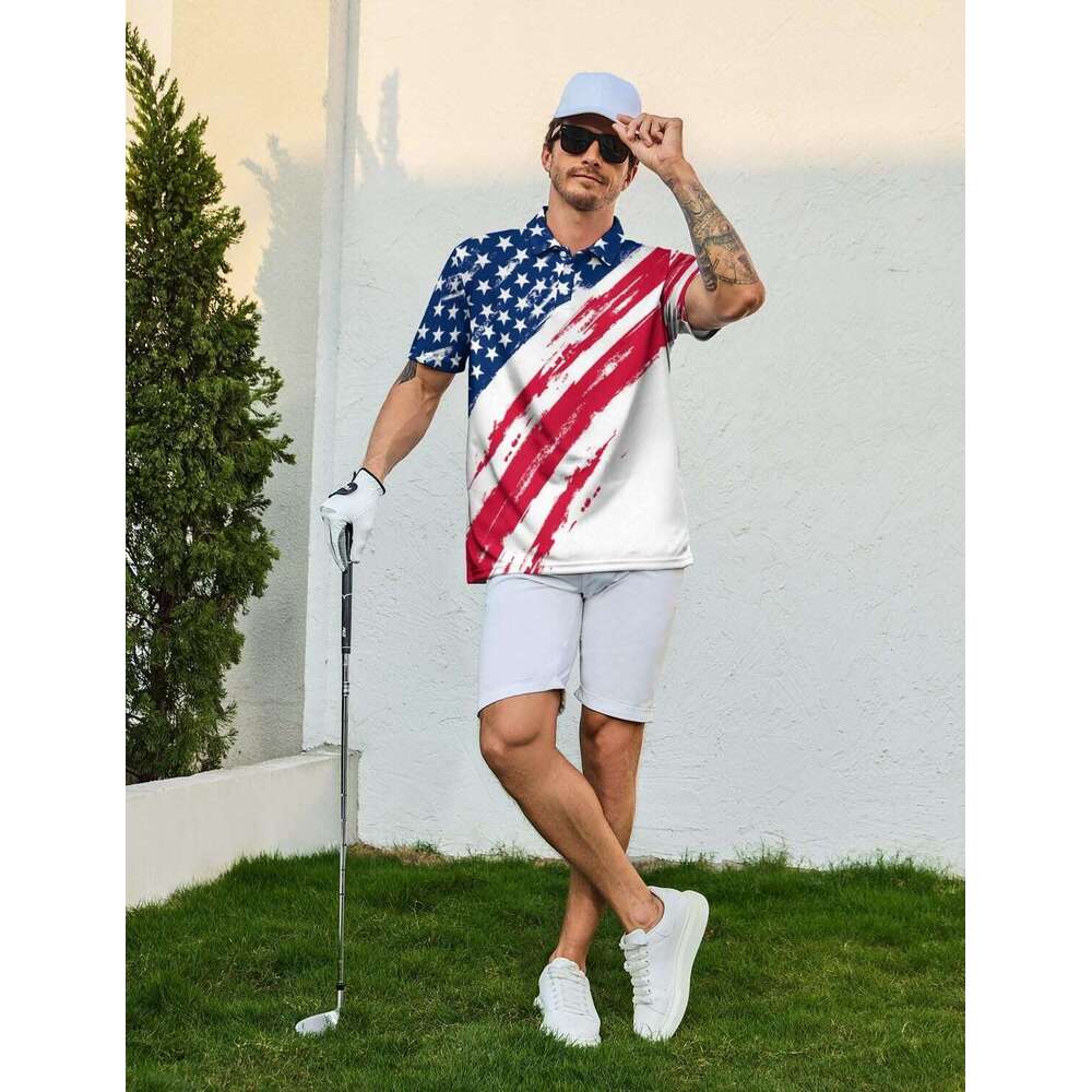 Fashion Mens Polo shirt Golf Shirts for Men Funny Short Sleeve Performance Moisture Wicking Quick Dry Mens HawaiianCasual tops summer clothes Short sl