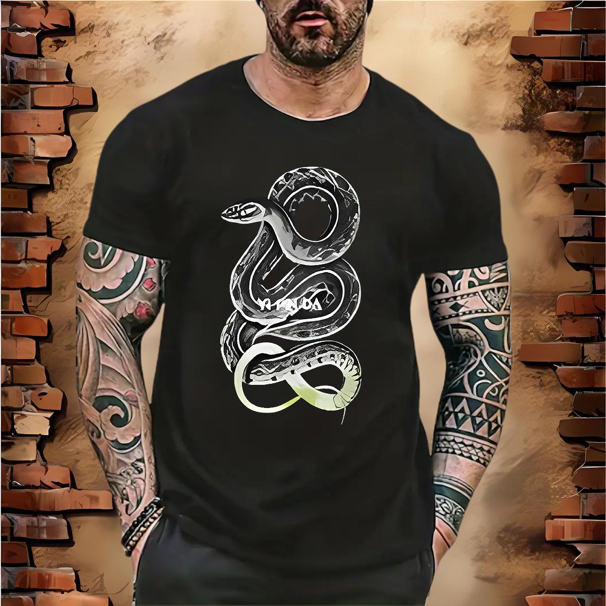 Fashion Design T-Shirts 230g Pure Cotton snake Daily Outfit Tops Breathable Short Sleeve Comfortable Men Tshirts Cartoon Print