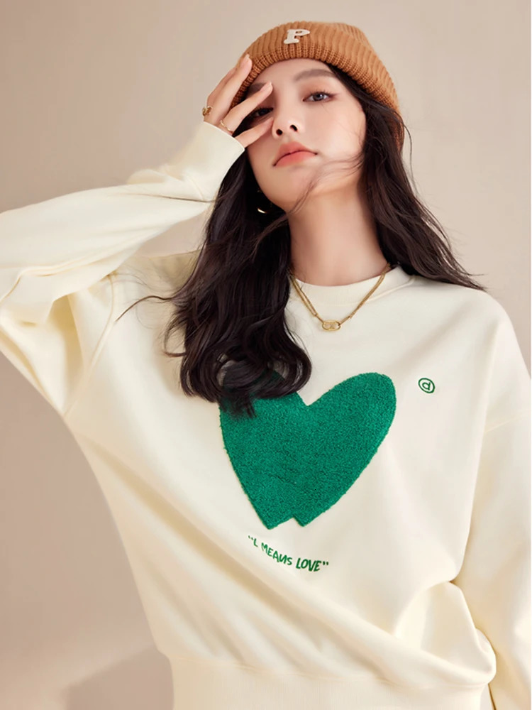 Women Hoodies Autumn Round Neck Long Sleeve Tops Fashionable Casual Versatile Loose Fit Pullover 240806