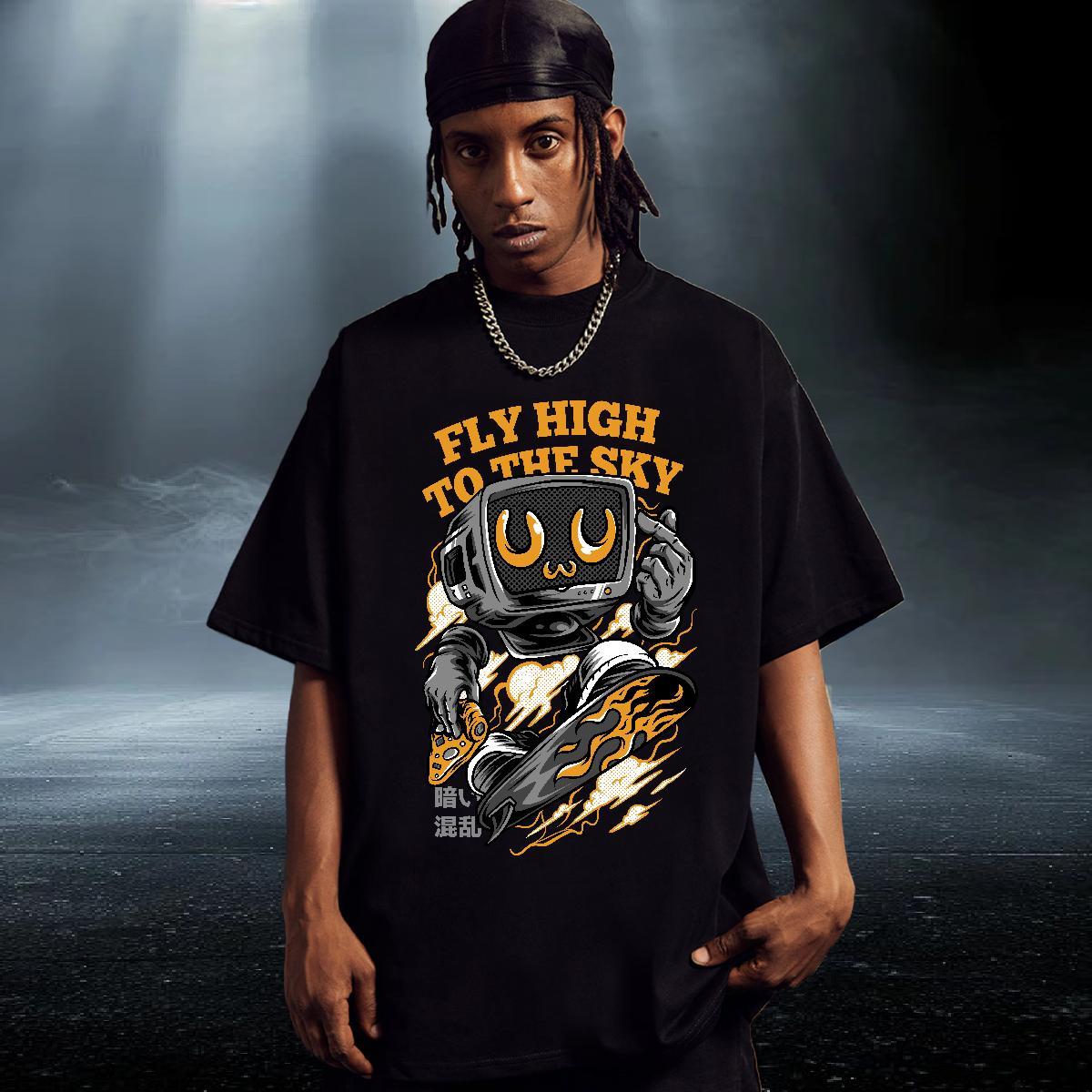 Comfortable Men Clothes T-Shirt 100% Cotton 230g Anime Printing Street ET Asian Size Breathable Crew Neck Fashion Designer T shirt Tshirts