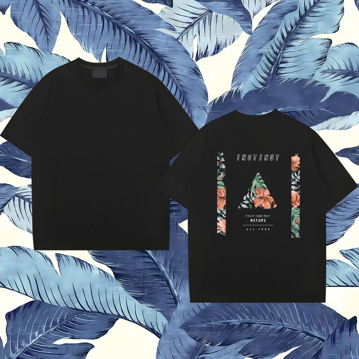 Factory Direct T shirt 230g 100% Cotton flower High Street Hip Hop Tees O Neck Short Sleeves Cool Men Tshirts Skull