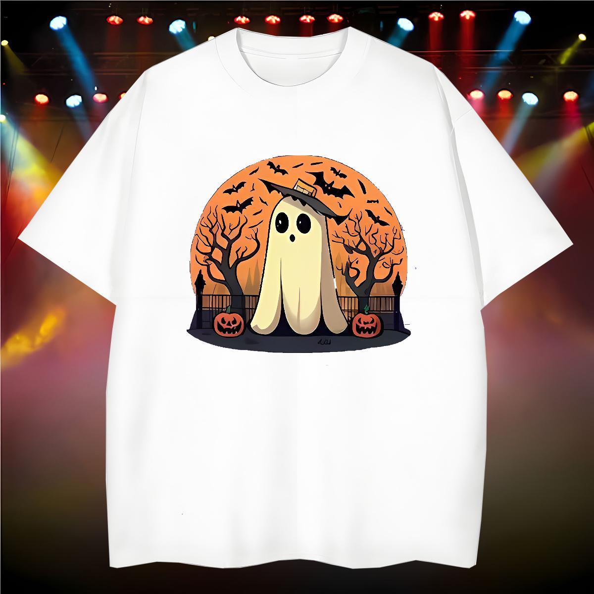 T-Shirts for Men 230g 100% Cotton halloween Casual Beach Short Sleeve Soft Plus Size Cartoon Tshirt for Man Woman DIY Unisex Tops