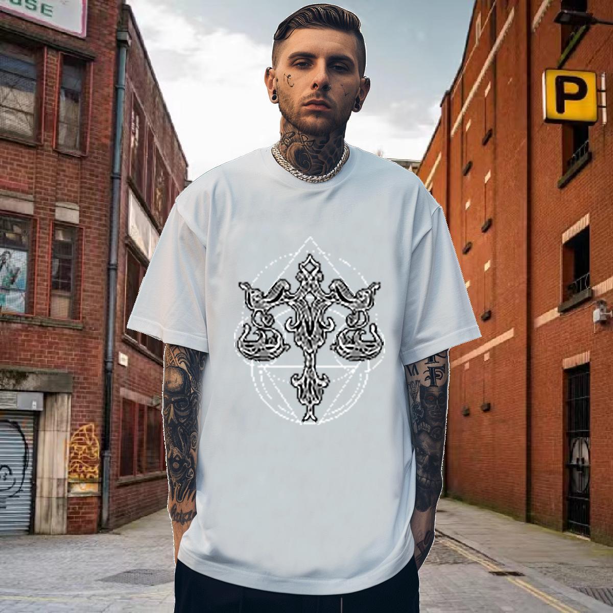 T-Shirts 230g 100% Cotton line Hip Hop Street Breathable Short Sleeve Custom Cartoon Tshirts Fashion Design Brand Wear