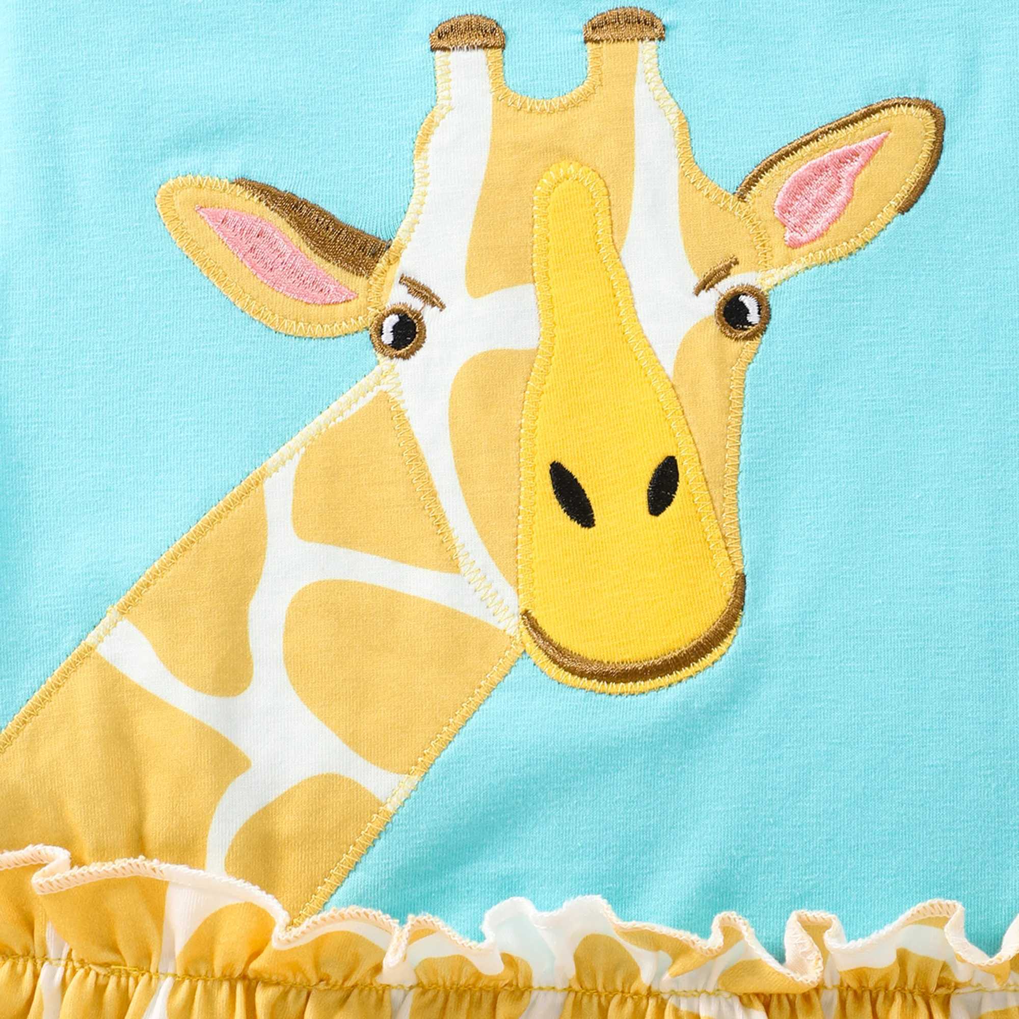 Cute giraffe printed sleeveless holiday summer casual dressW240720