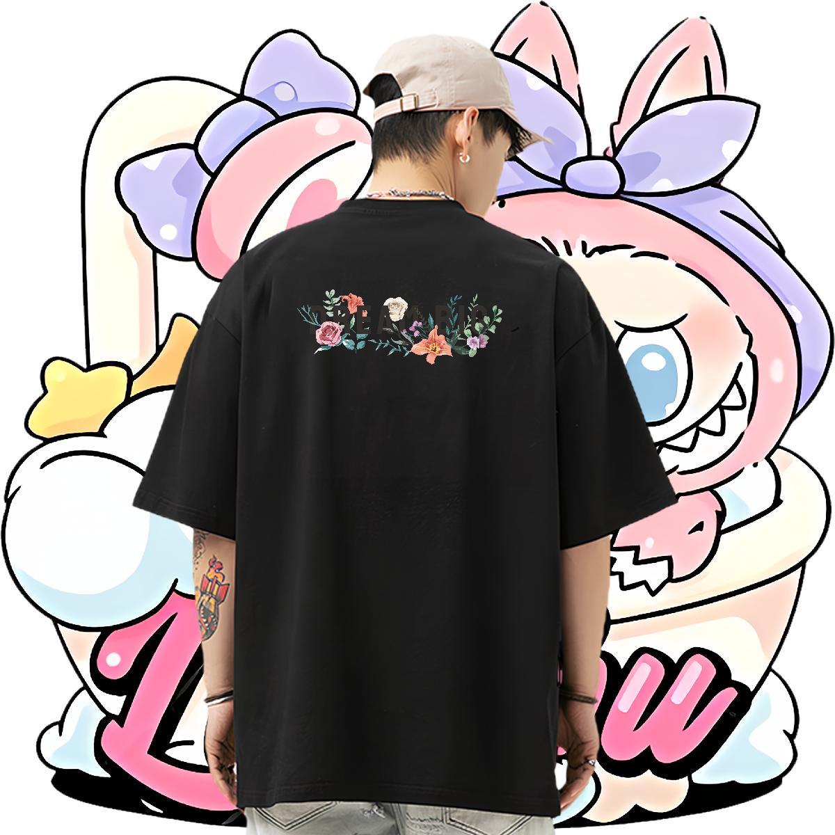 Designer Fashion Man T Shirts 230g Pure Cotton flower Hip Hop Street Tops Shirt O-Neck Short Sleeve Free Shipping Men Clothes T-Shirt Graphic