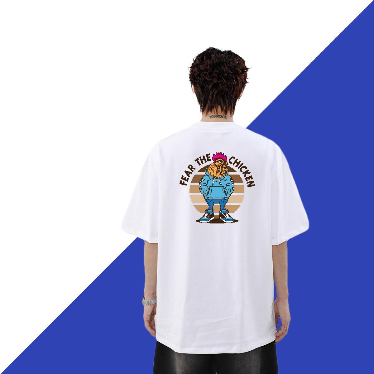 Free Shipping T shirt 100% Cotton 230g chicken Street wear Hip Hop Tees Short Sleeve Soft Brand Men Clothes T-Shirt Custom Cartoon