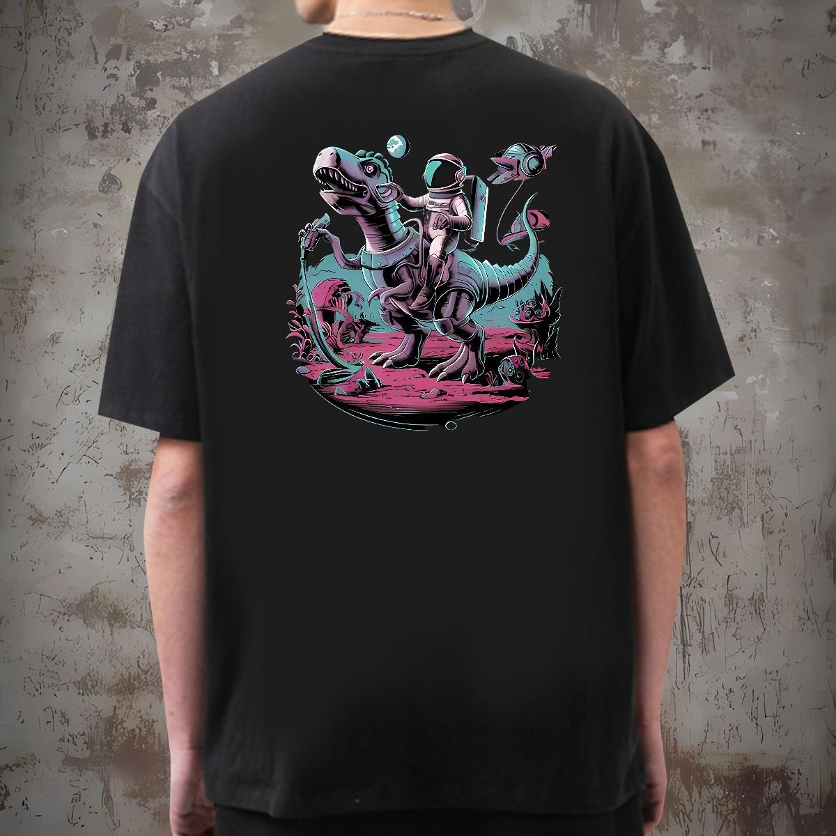 Popular Men Clothes T-Shirt 230g Pure Cotton dinosaur Men T Shirts Daily Outfit Breathable Short Sleeve Plus Size Custom DIY Customized Tees