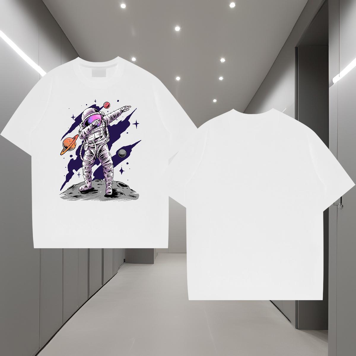 T-Shirts 230g Pure Cotton planet Sport Crew Neck Breathable DIY Printed Couples T Shirts Fashion Cool Design Tees Shirts