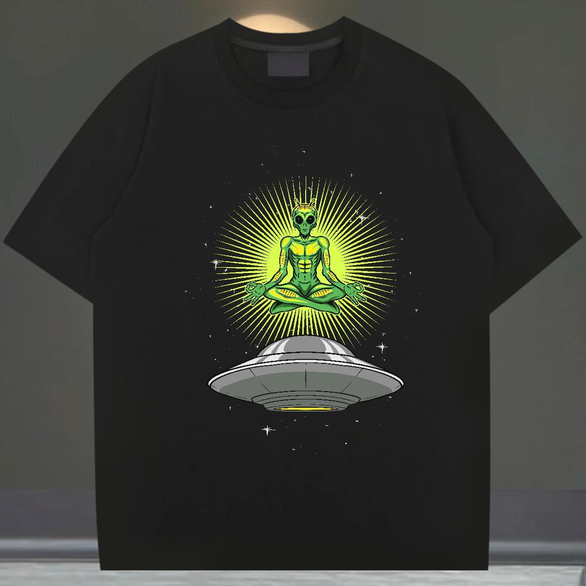 Loose Tshirts 230g 100% Cotton Spring Summer ET Floral Print Breathable Short Sleeve Designer T-Shirts for Men Wear