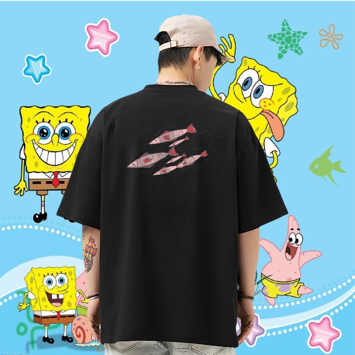 Casual New Mens T Shirts 230g 100% Cotton fish Street Casual Tshirts Short Sleeve O-Neck Wholesale Couples T Shirts Custom Cartoon