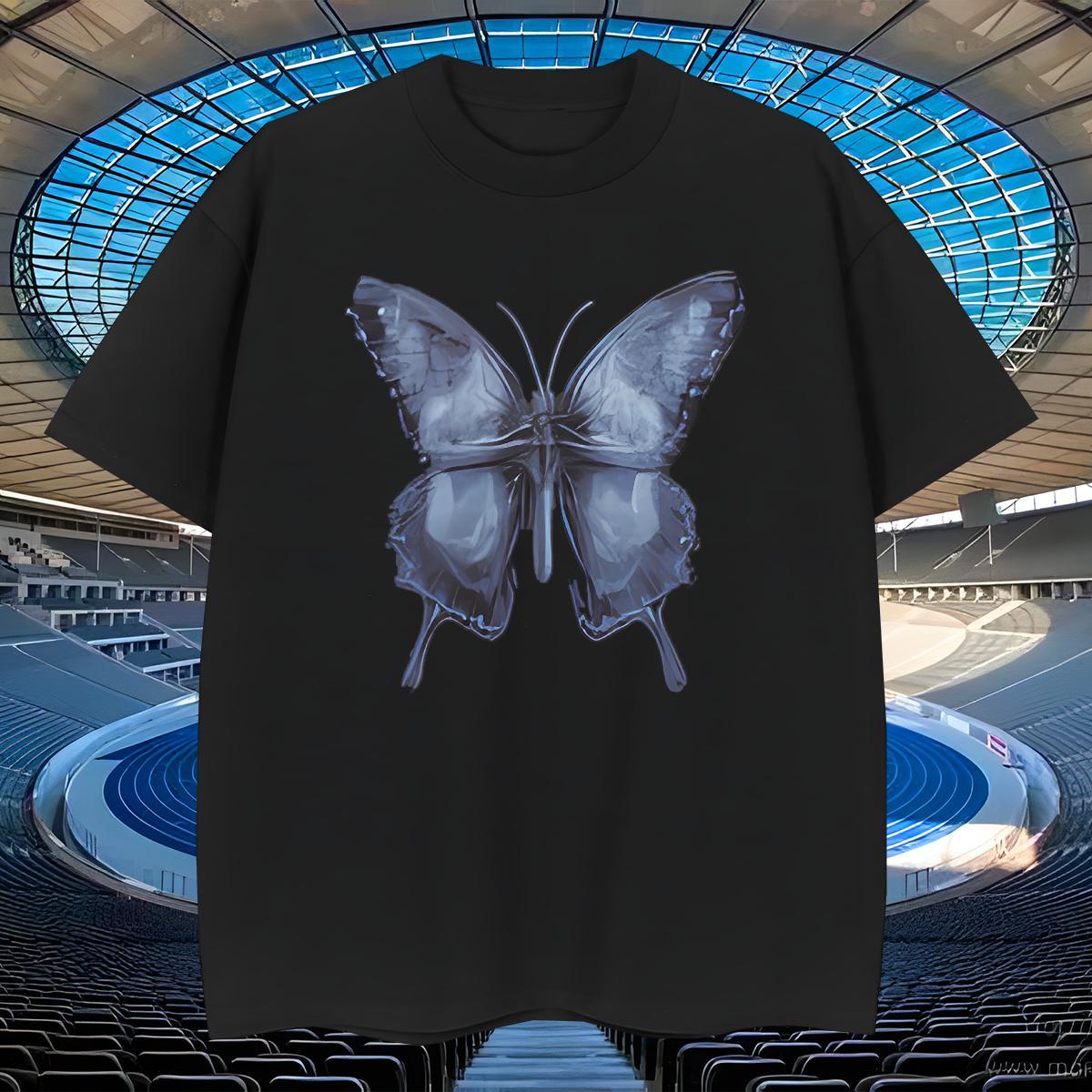 Soft Tshirts 100% Cotton 230g Sport Butterfly Anime Breathable Crew Neck 2024 DIY T-Shirts for Men Tees