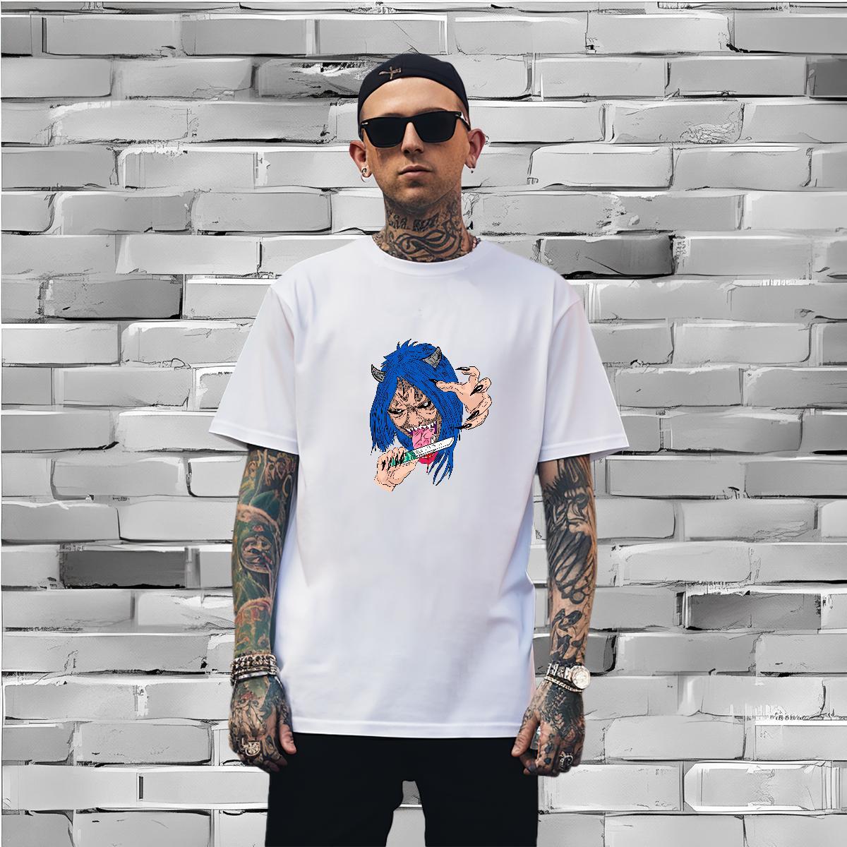 T Shirt For Man 230g 100% Cotton scary Sport Short Sleeve Soft Oversized 4XL Men Tees New Designer Wholesale Tees Shirts