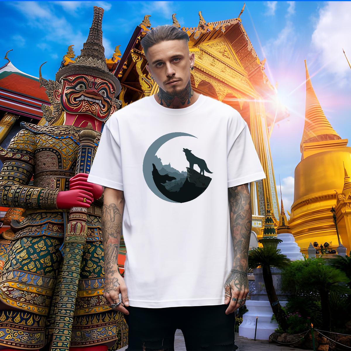 Loose Fit Men Tops Tees 100% Cotton 230g wolf Men T Shirts Daily Wear Breathable Soft Custom Printed Classic Casual Top Tees