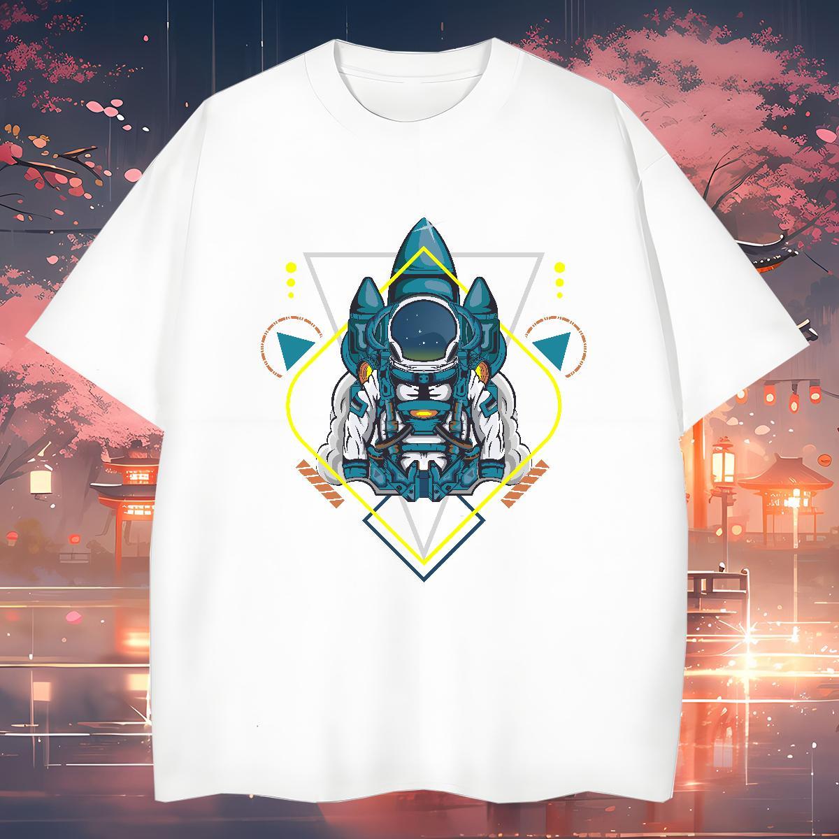 Man T Shirts 230g Cotton universe Casual Daily Wear Breathable Short Sleeve Custom Cartoon Men Tshirts Fashion Design Cool Tops