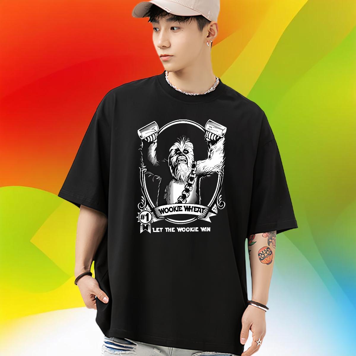 New T shirt 230g 100% Cotton orangutan Outdoor Tops Shirt Breathable Crew Neck Popular Tshirts Black Oversized