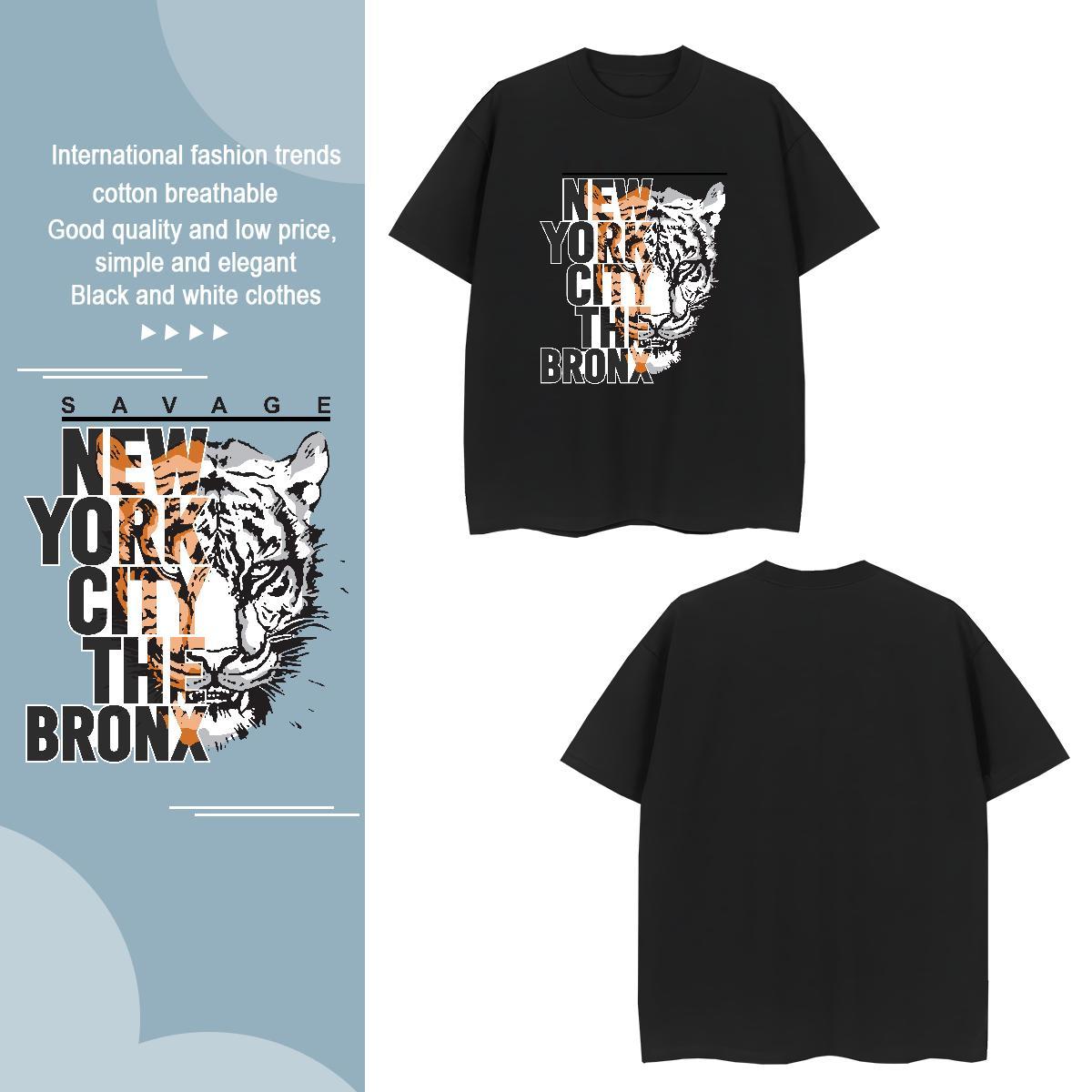 T shirt 230g 100% Cotton High Street Hip Hop Short Sleeve O-Neck Graphic Mens Tshirts Classic Wholesale Tops Tees