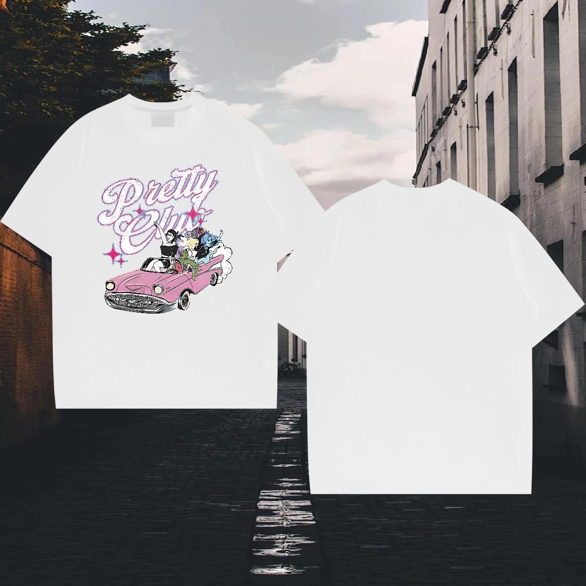 Free Shipping Men Tops Tees 230g Pure Cotton Hip Hop Street car Asian Size Breathable Short Sleeve 2024 DIY T-Shirts for Men Top Tees