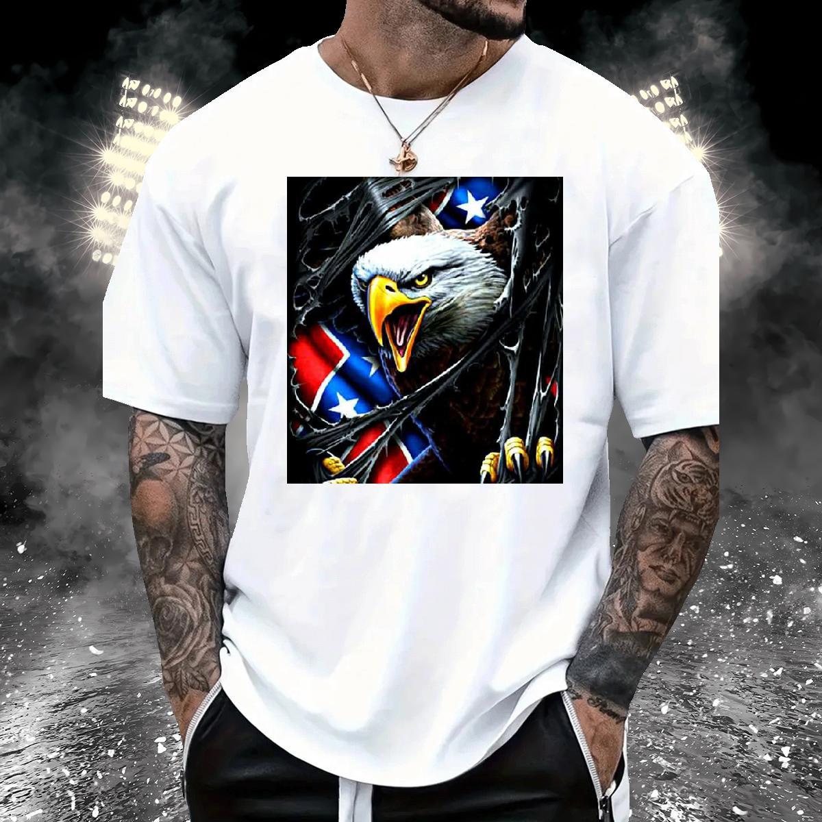 Loose Couples T Shirts 230g Pure Cotton eagle T Shirts Men Sport Breathable Crew Neck Customized 2024 New Top Tees